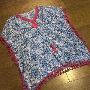 Simply Southern Bathing Suit Cover-up dress - Blue/Pink - Tassels S/M